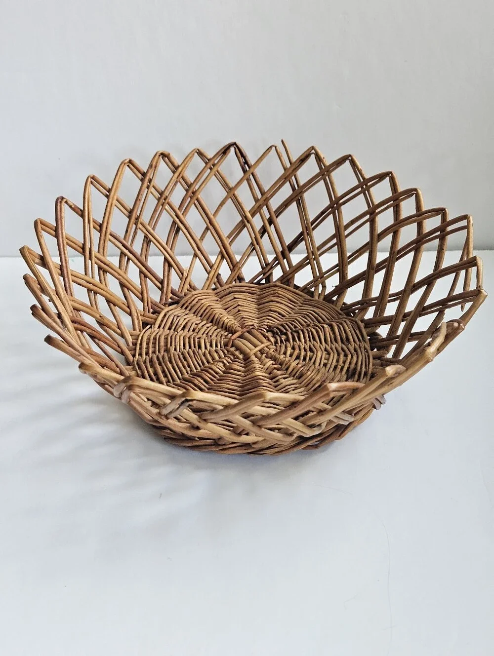 Vintage Boho Rattan Basket Serving Tray Rattan Wicker wall decor Yugoslavia MCM